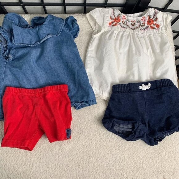 Carters Dress Shorts 12 months Blue Red White - Picture 1 of 7